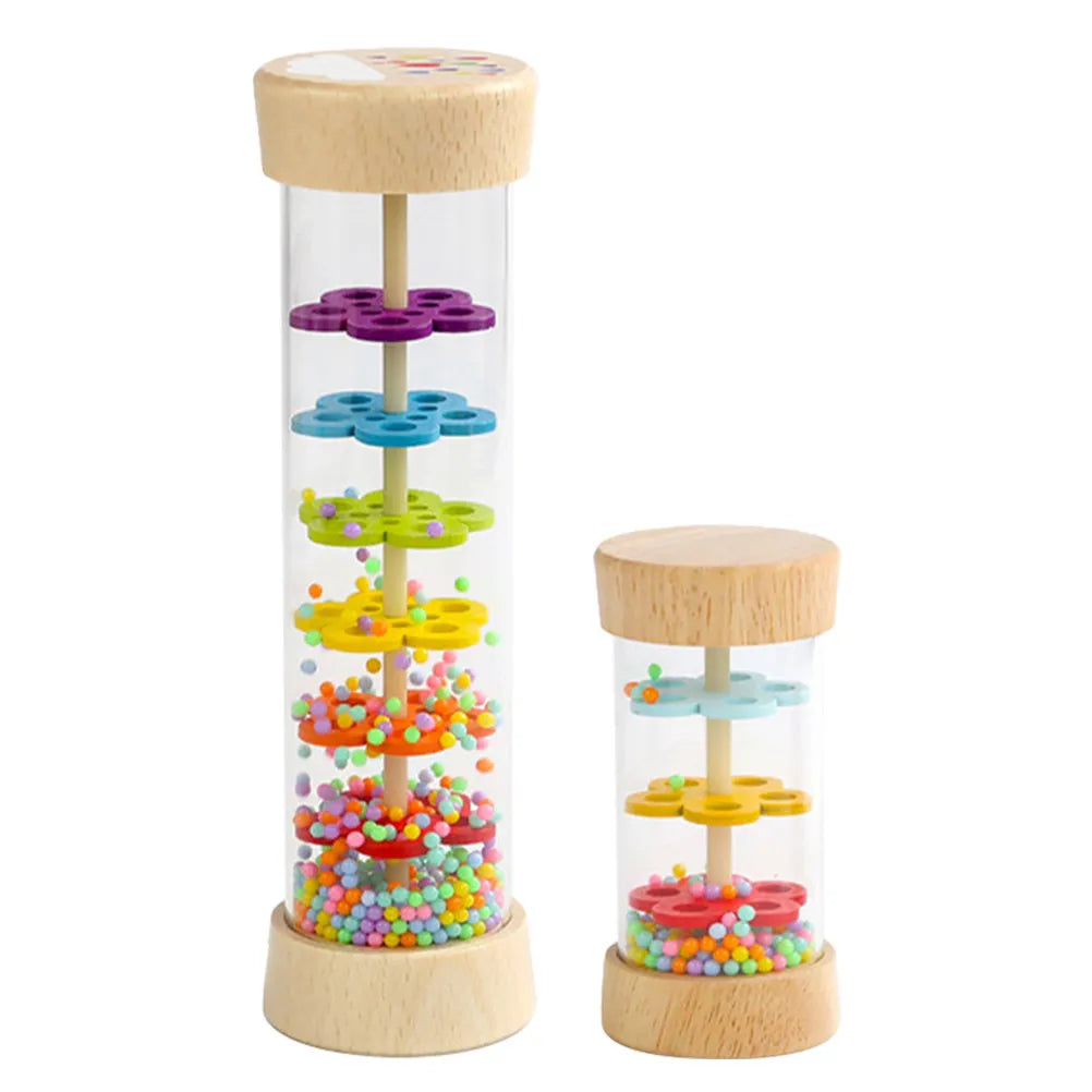 2Pcs Rain Sound Tubes Natural Wooden Early Musical Instrument Rain Sound Simulator Shaker Noise Tube for Kids
