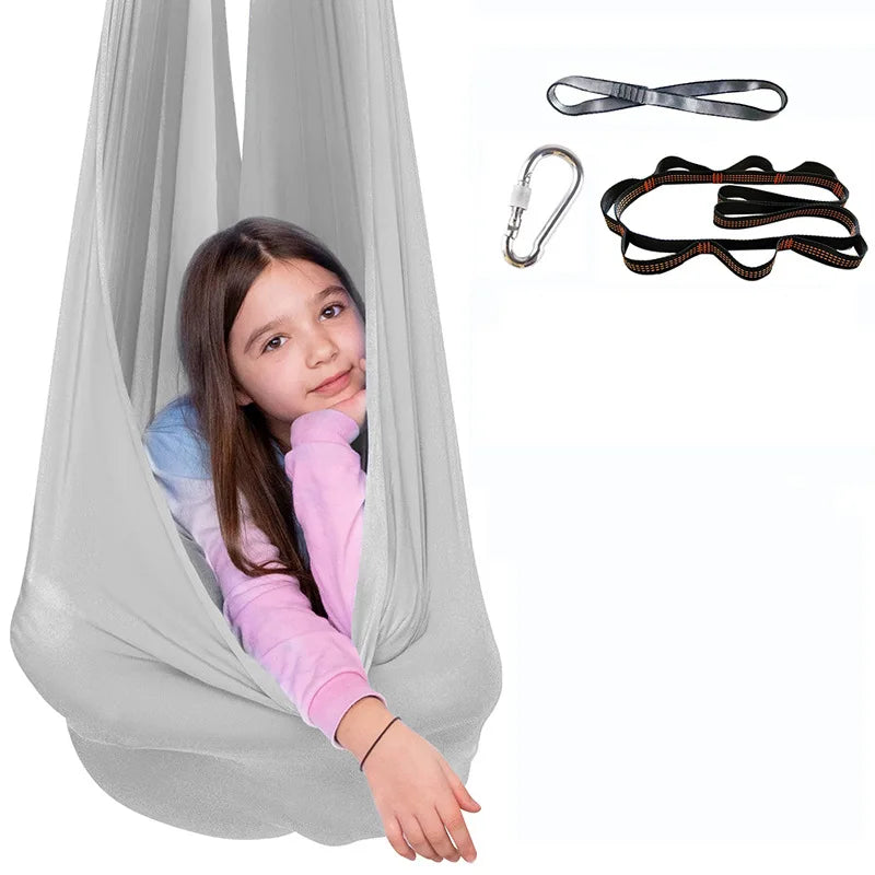 High Elasticity Children's Hammock Children's Sensory Therapy Swing Indoor and Outdoor Swing Hanging Chair Aerial Yoga Hammock