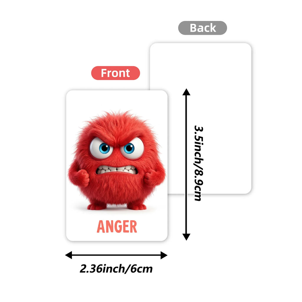 36Pcs Monster Emotion Cards Social Emotional Learning Flashcards Plush Monster Feelings Cards for Toddlers Preschool Education