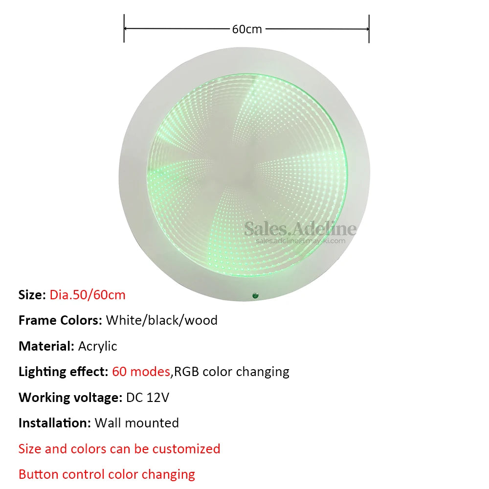 Sensory Room Infinity Mirror Round Tunnel Lamp 23 Inch LED Mood Light Sensory and Special Needs Toy