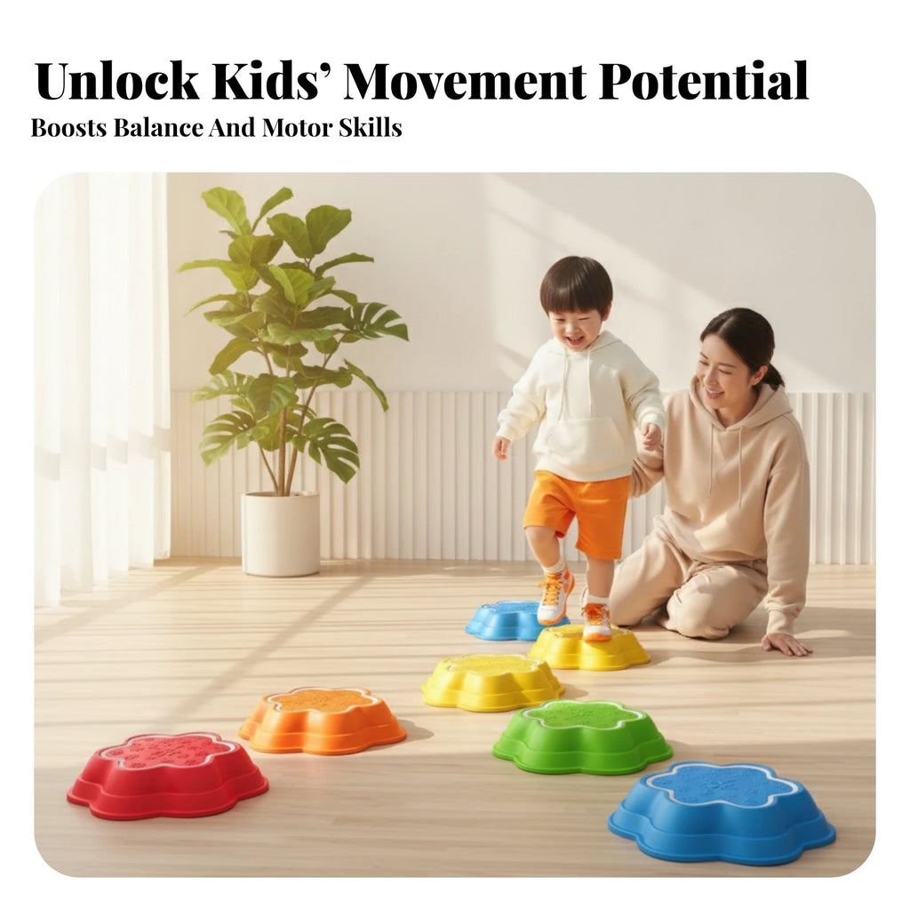 Snowflake Stepping Stone Toy Indoor Sound and Light Stepping Toy Balance Game Non-Slip Play Equipment Easy to Store for Children