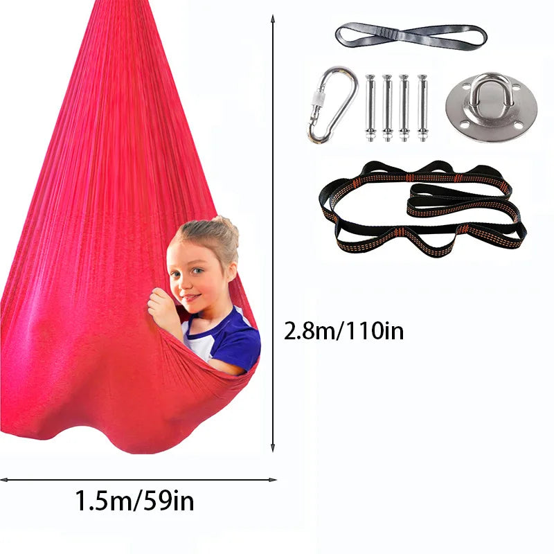 High Elasticity Children's Hammock Children's Sensory Therapy Swing Indoor and Outdoor Swing Hanging Chair Aerial Yoga Hammock